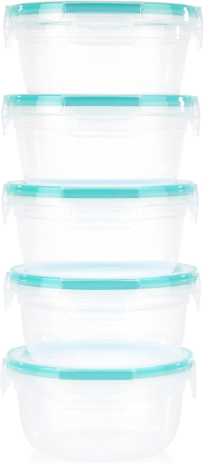 Plastic 3.8-Cup Round, 5-Pack
